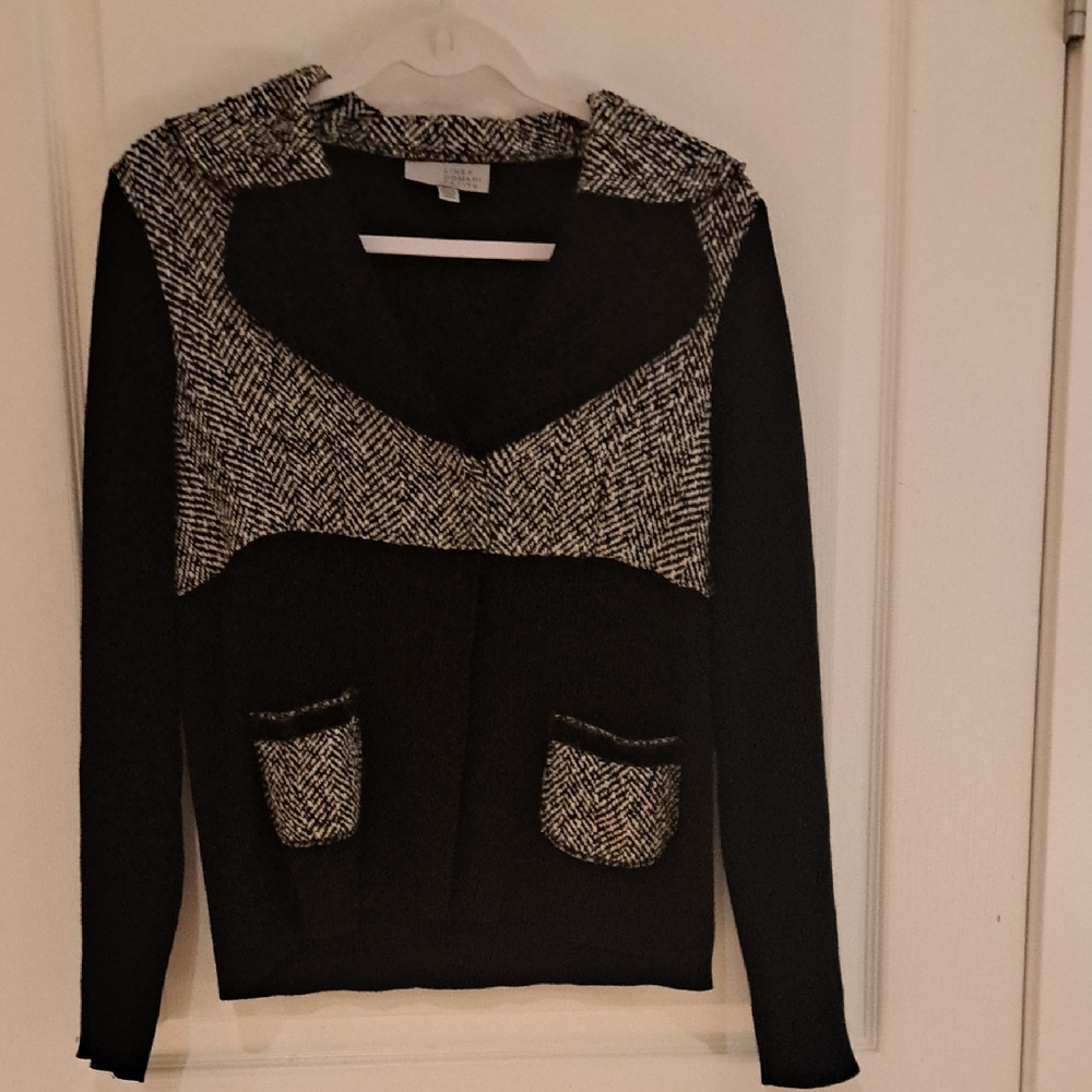LINEA DONAMI Women's Black and Gray HUE Sweater